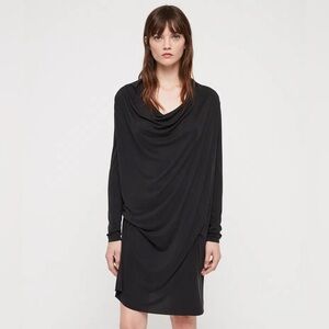 ALL SAINTS Amei long sleeve black jersey dress us 2